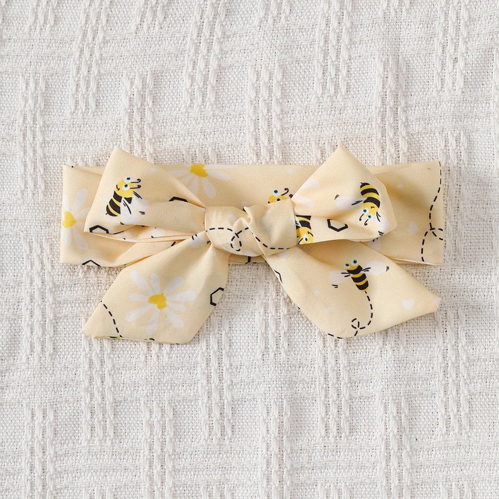 Baby girl Summer Dress Cute Little bee Ruffled Suspender Dress and Headband 2-piece Set for 0-3 Year old Baby girl Casual Dress